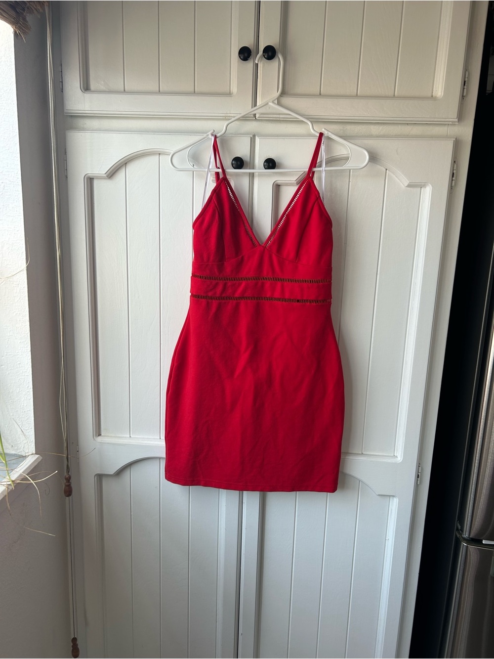 Lulu's Red Spaghetti-Strap V-Neck Mini Dress